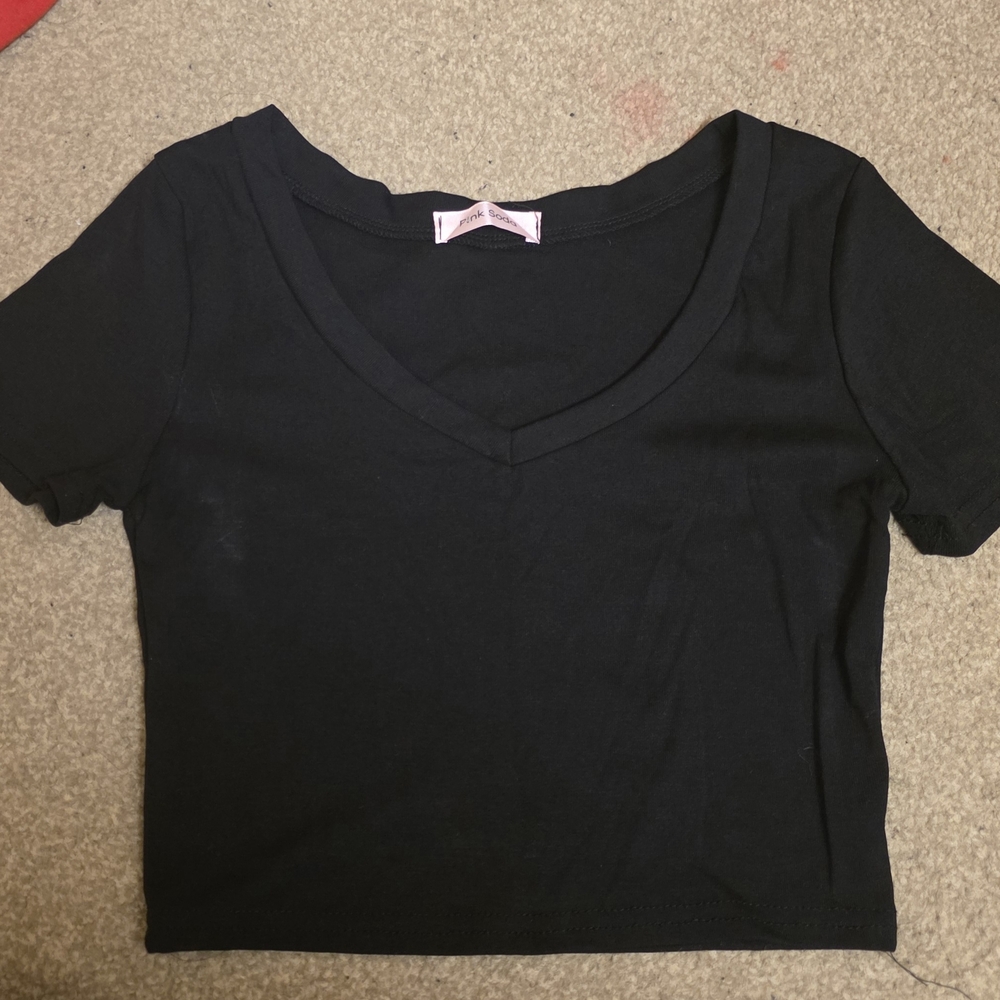 Elegant Black V-Neck Crop Top